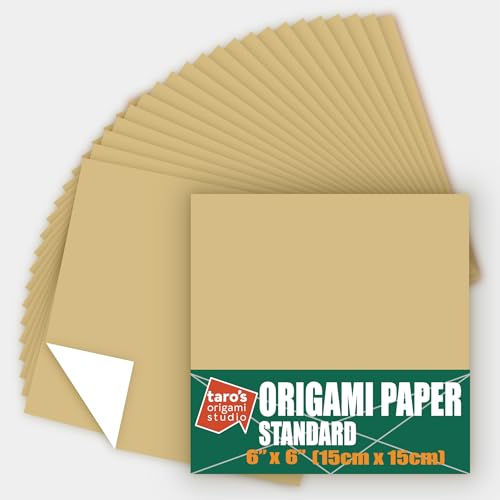 Standard 6 Inch One Sided Single Color (Ivory) 50 Sheets (All Same Color) Square Easy Fold Premium Japanese Paper for Beginners (Made in Japan)