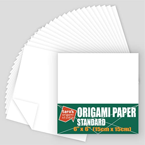 Standard 6 Inch One Sided Single Color (White) 50 Sheets (All Same Color) Square Easy Fold Premium Japanese Paper for Beginners (Made in Japan)