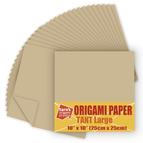 TANT Large 10 Inch (25 cm) Double Sided Single Color (Beige) 20 Sheets (All Same Color) for Origami Artist from Beginner to Expert (Made in Japan)