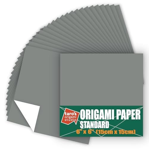 Standard 6 Inch One Sided Single Color (Grey) 50 Sheets (All Same Color) Square Easy Fold Premium Japanese Paper for Beginners (Made in Japan)