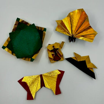 Duo Washi Crumpled single color Gold/Purple 7inch (18cm) 10sheets 金と紫の両面和紙折紙 もみ加工