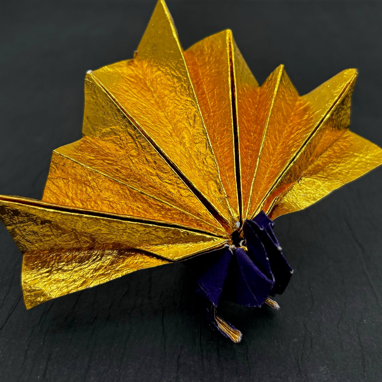 Duo Washi Crumpled single color Gold/Purple 7inch (18cm) 10sheets 金と紫の両面和紙折紙 もみ加工