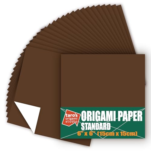 Standard 6 Inch One Sided Single Color (Dark Brown) 50 Sheets (All Same Color) Square Easy Fold Premium Japanese Paper for Beginners (Made in Japan)