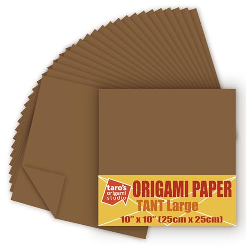 TANT Large 10 Inch (25 cm) Double Sided Single Color (Dark Brown) 20 Sheets (All Same Color) for Origami Artist from Beginner to Expert (Made in Japan)