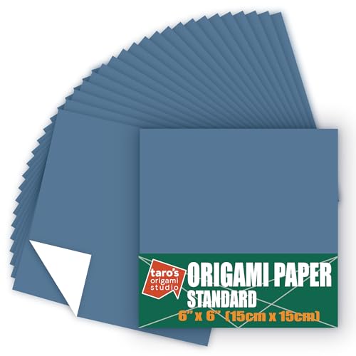 Standard 6 Inch One Sided Single Color (Blue Grey) 50 Sheets (All Same Color) Square Easy Fold Premium Japanese Paper for Beginners (Made in Japan)