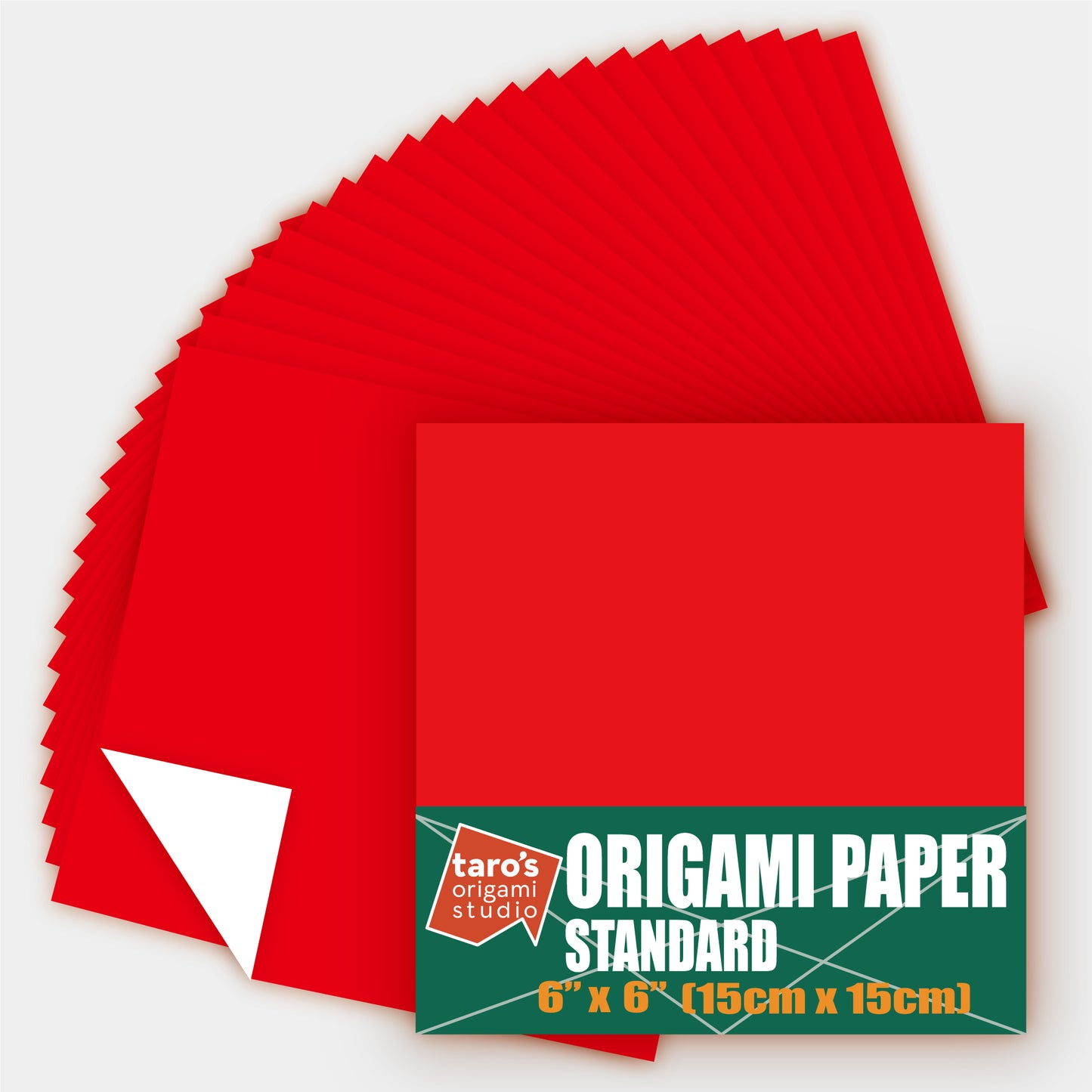 Standard 6 Inch One Sided Single Colors (Red) 50 Sheets (All Same Color) Square Easy Fold Premium Japanese Paper for Beginners (Made in Japan)