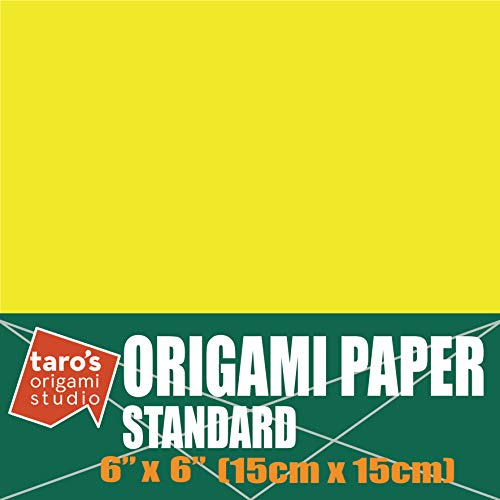 Standard 6 Inch One Sided Single Color (Yellow) 50 Sheets (All Same Color) Square Easy Fold Premium Japanese Paper for Beginners (Made in Japan)