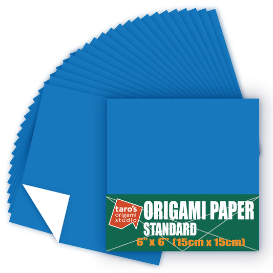 Standard 6 Inch Single Sided Single Colors (Blue) 50 Sheets (All Same Color) Square Easy Fold Premium Japanese Paper for Beginners (Made in Japan)