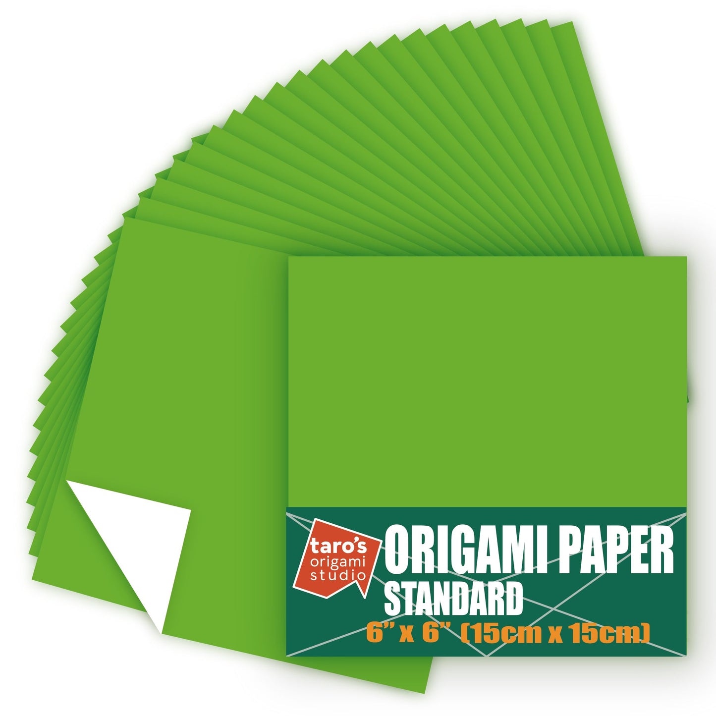 Standard 6 Inch One Sided Single Color (Green) 50 Sheets (All Same Color) Square Easy Fold Premium Japanese Paper for Beginners (Made in Japan)