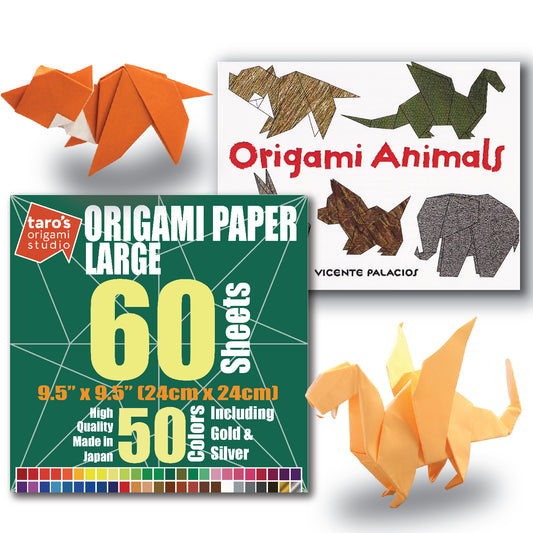 Origami Animals Book + Large Origami Paper Combo