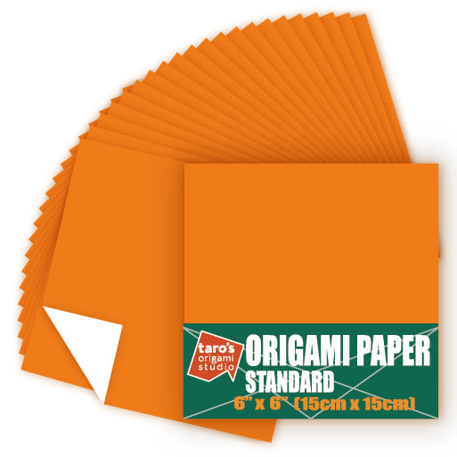 Standard 6 Inch One Sided Single Color (Orange) 50 Sheets (All Same Color) Square Easy Fold Premium Japanese Paper for Beginners (Made in Japan)
