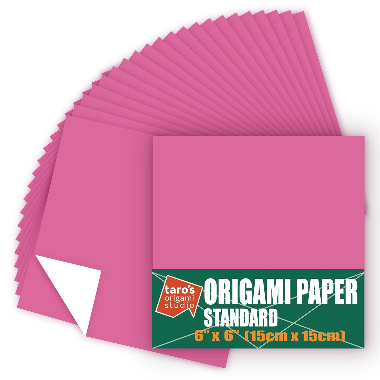 Standard 6 Inch One Sided Single Color (Pink) 50 Sheets (All Same Color) Square Easy Fold Premium Japanese Paper for Beginners (Made in Japan)