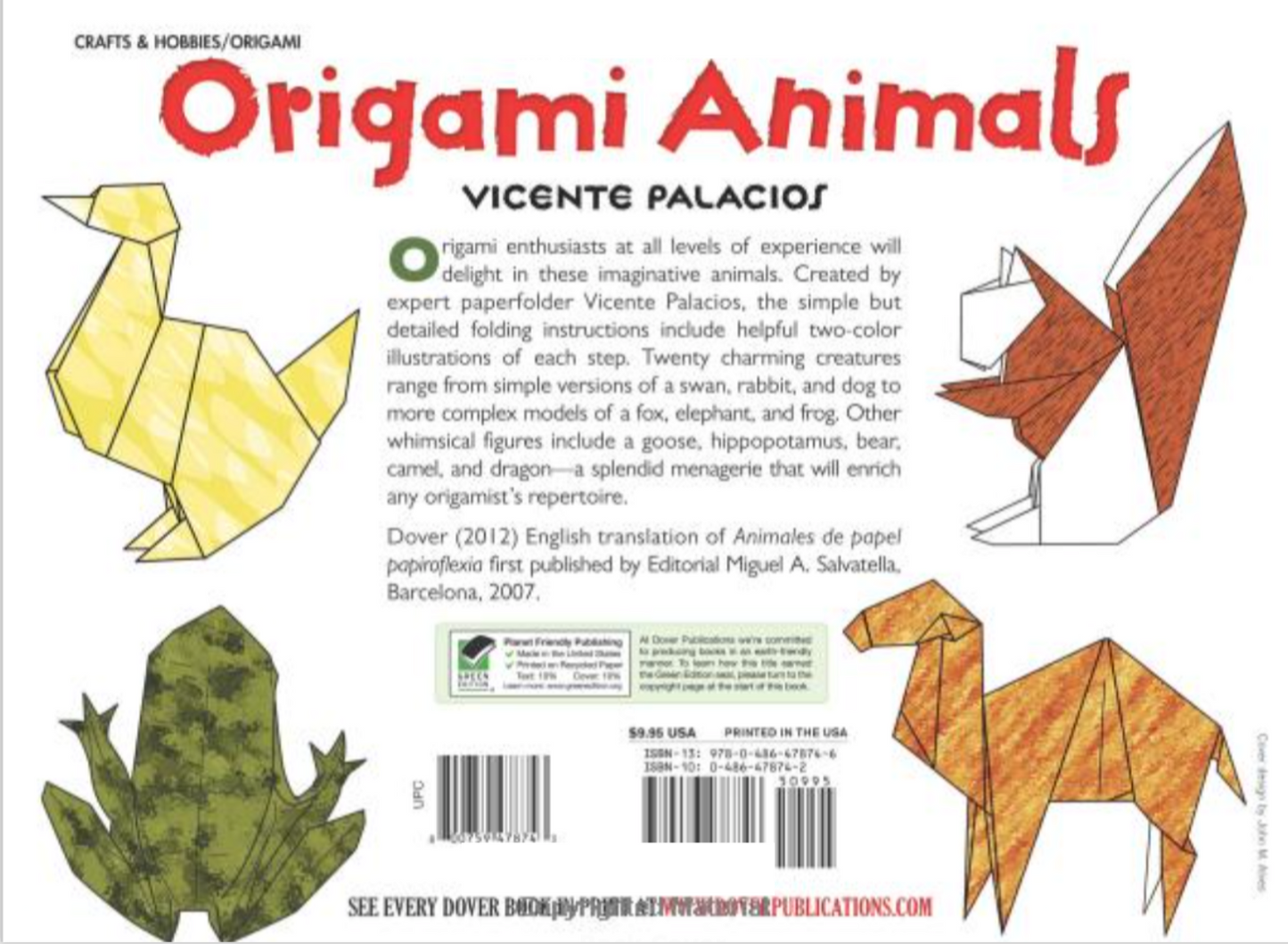 Origami Animals Book + Large Origami Paper Combo