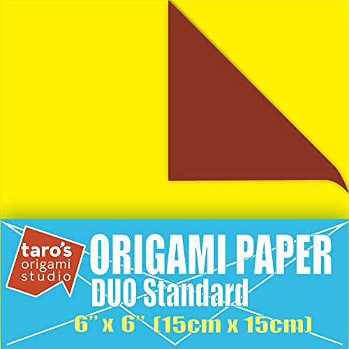 【タロウのおりがみ工房】デュオ 茶・黄(両面異なる色)両面標準6インチ(15cm)両面変色紙 50枚入り(日本製)