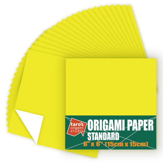 Standard 6 Inch One Sided Single Color (Yellow) 50 Sheets (All Same Color) Square Easy Fold Premium Japanese Paper for Beginners (Made in Japan)