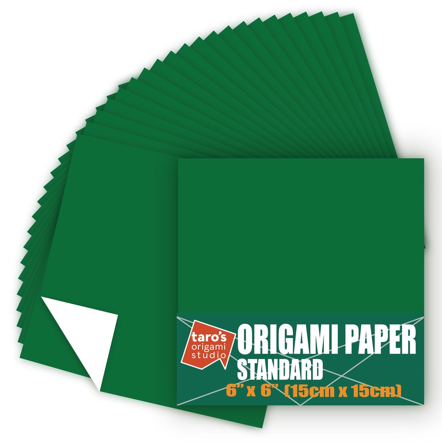 Standard 6 Inch One Sided Single Color (Dark Green) 50 Sheets (All Same Color) Square Easy Fold Premium Japanese Paper for Beginners (Made in Japan)