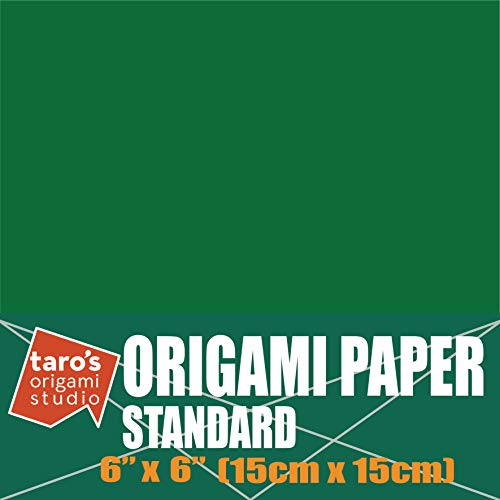 Standard 6 Inch One Sided Single Color (Dark Green) 50 Sheets (All Same Color) Square Easy Fold Premium Japanese Paper for Beginners (Made in Japan)