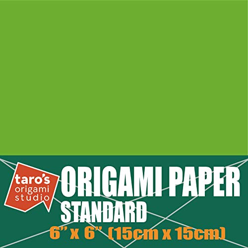 Standard 6 Inch One Sided Single Color (Green) 50 Sheets (All Same Color) Square Easy Fold Premium Japanese Paper for Beginners (Made in Japan)