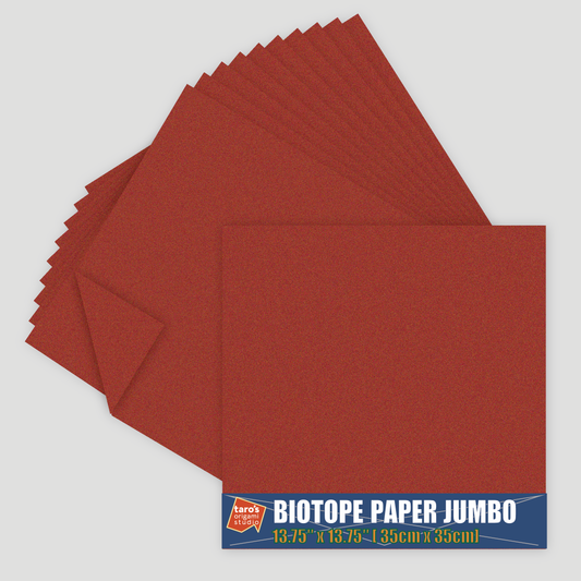 [Taro's Origami Studio] Biotope Jumbo 13.75 Inch / 35cm Single Color (Amber Red) 10 Sheets (All Same Color) Premium Japanese Paper for Advanced Folders (Made in Japan)