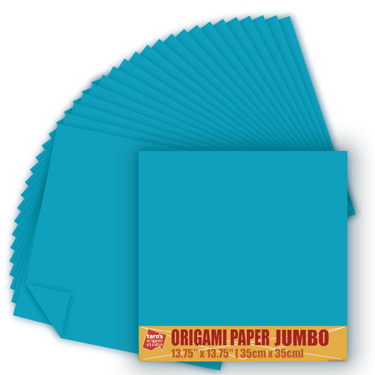 [Taro's Origami Studio] TANT Jumbo 13.75 Inch (35 cm) Double Sided Single Color (Turquoise) 20 Sheets (All Same Color) for Beginner to Expert (Made in Japan)