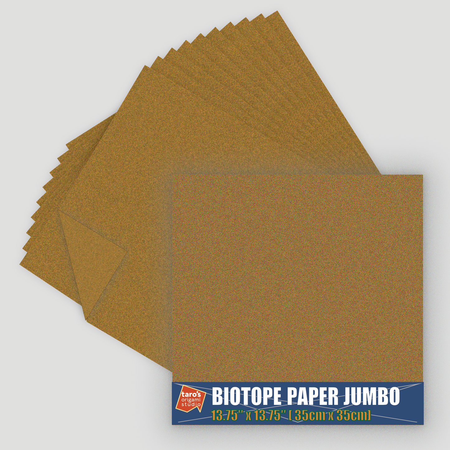 [Taro's Origami Studio] Biotope Jumbo 13.75 Inch / 35cm Single Color (Yellow Ocher) 10 Sheets (All Same Color) Premium Japanese Paper for Advanced Folders (Made in Japan)