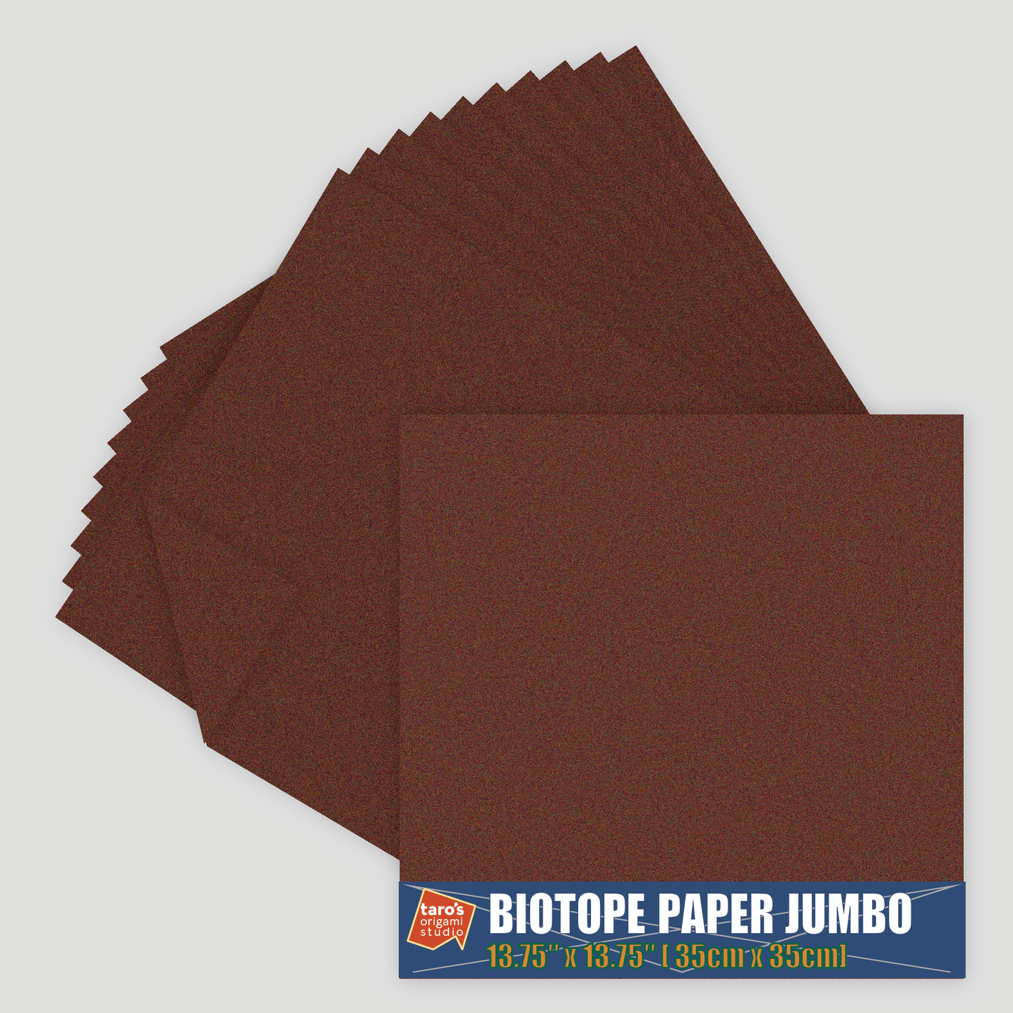 [Taro's Origami Studio] Biotope Jumbo 13.75 Inch / 35cm Single Color (Earth Brown) 10 Sheets (All Same Color) Premium Japanese Paper for Advanced Folders (Made in Japan)