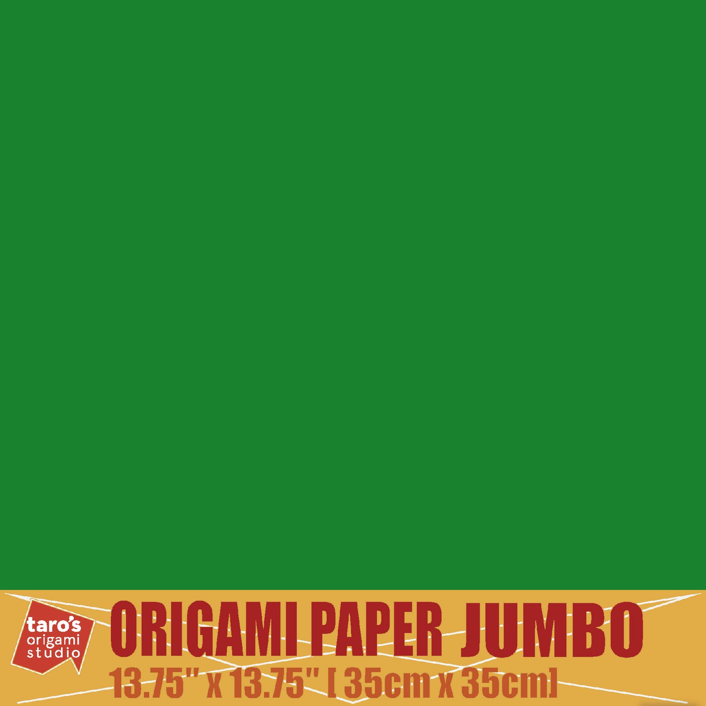 [Taro's Origami Studio] TANT Jumbo 13.75 Inch (35 cm) Double Sided Single Color (Green) 20 Sheets (All Same Color) for Beginner to Expert (Made in Japan)