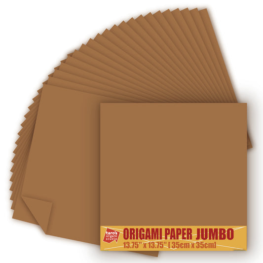 [Taro's Origami Studio] TANT Jumbo 13.75 Inch (35 cm) Double Sided Single Color (Brown) 20 Sheets (All Same Color) for Beginner to Expert (Made in Japan)