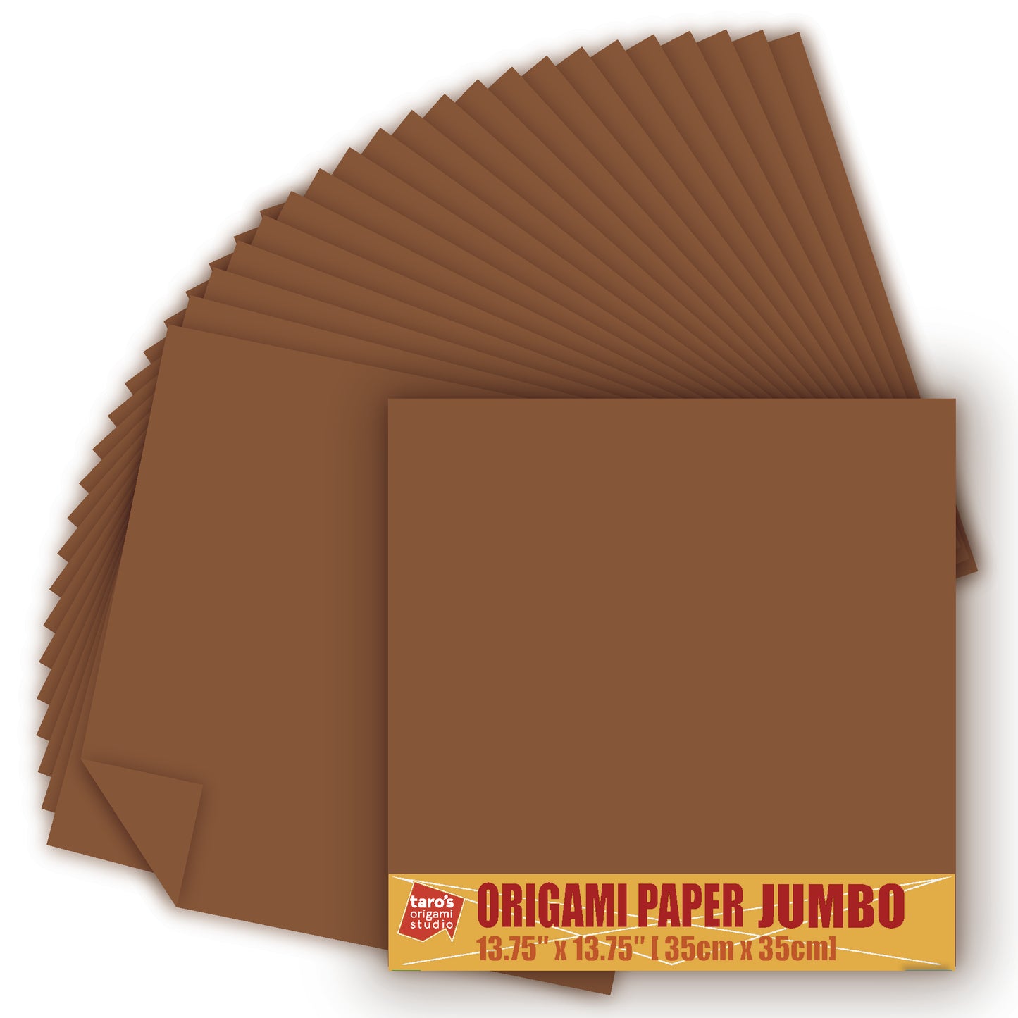 [Taro's Origami Studio] TANT Jumbo 13.75 Inch (35 cm) Double Sided Single Color (Dark Brown) 20 Sheets (All Same Color) for Beginner to Expert (Made in Japan)