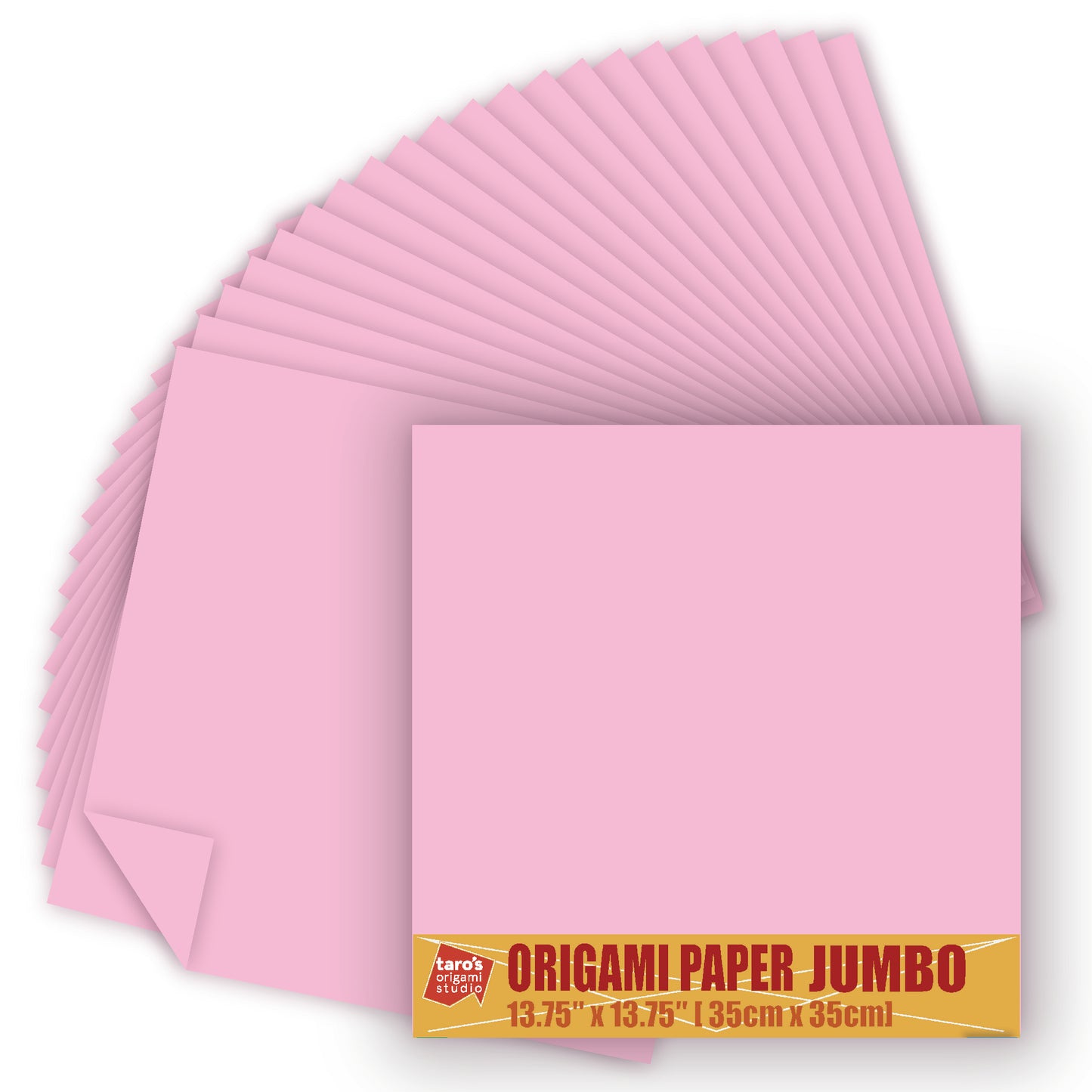 [Taro's Origami Studio] TANT Jumbo 13.75 Inch (35 cm) Double Sided Single Color (Peach) 20 Sheets (All Same Color) for Beginner to Expert (Made in Japan)