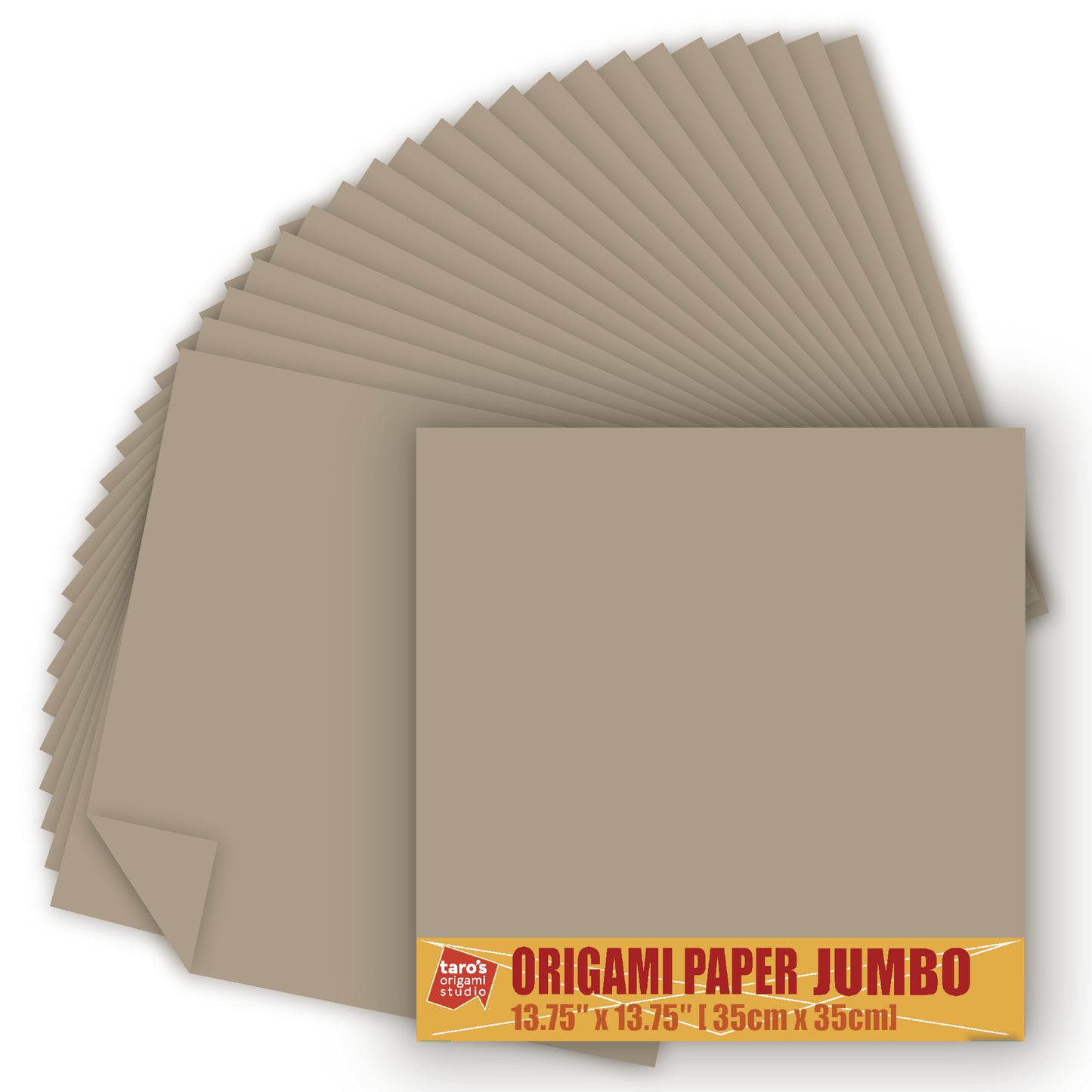 [Taro's Origami Studio] TANT Jumbo 13.75 Inch (35 cm) Double Sided Single Color (Beige) 20 Sheets (All Same Color) for Beginner to Expert (Made in Japan)