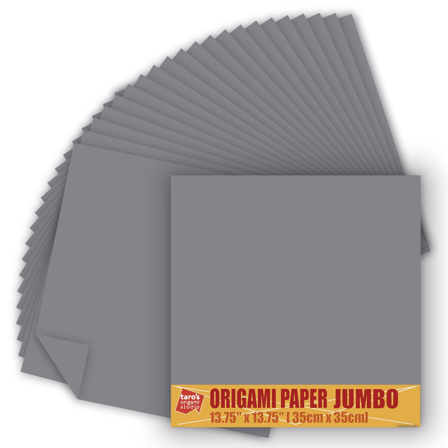 [Taro's Origami Studio] TANT Jumbo 13.75 Inch (35 cm) Double Sided Single Color (Grey) 20 Sheets (All Same Color) for Beginner to Expert (Made in Japan)