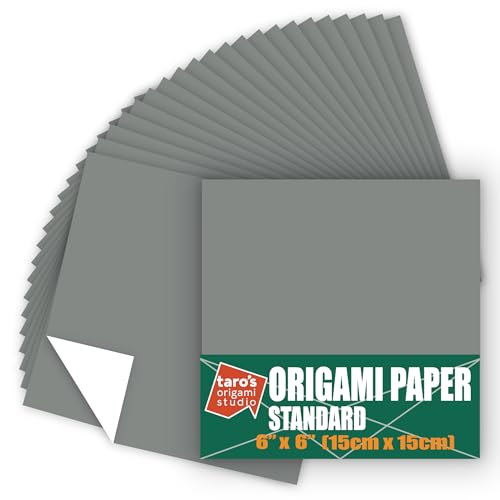 Standard 6 Inch One Sided Single Color (Grey) 50 Sheets (All Same Color) Square Easy Fold Premium Japanese Paper for Beginner (Made in Japan)