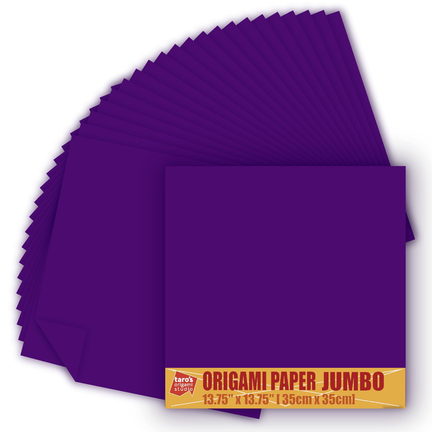 [Taro's Origami Studio] TANT Jumbo 13.75 Inch (35 cm) Double Sided Single Color (Purple) 20 Sheets (All Same Color) for Beginner to Expert (Made in Japan)