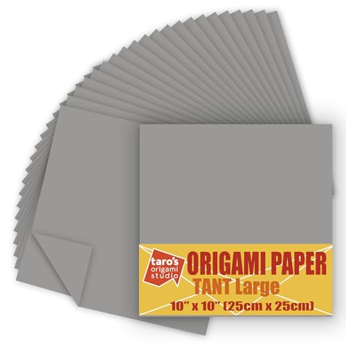TANT Large 10 Inch (25 cm) Double Sided Single Color (Grey) 20 Sheets (All Same Color) for Origami Artist from Beginner to Expert (Made in Japan)