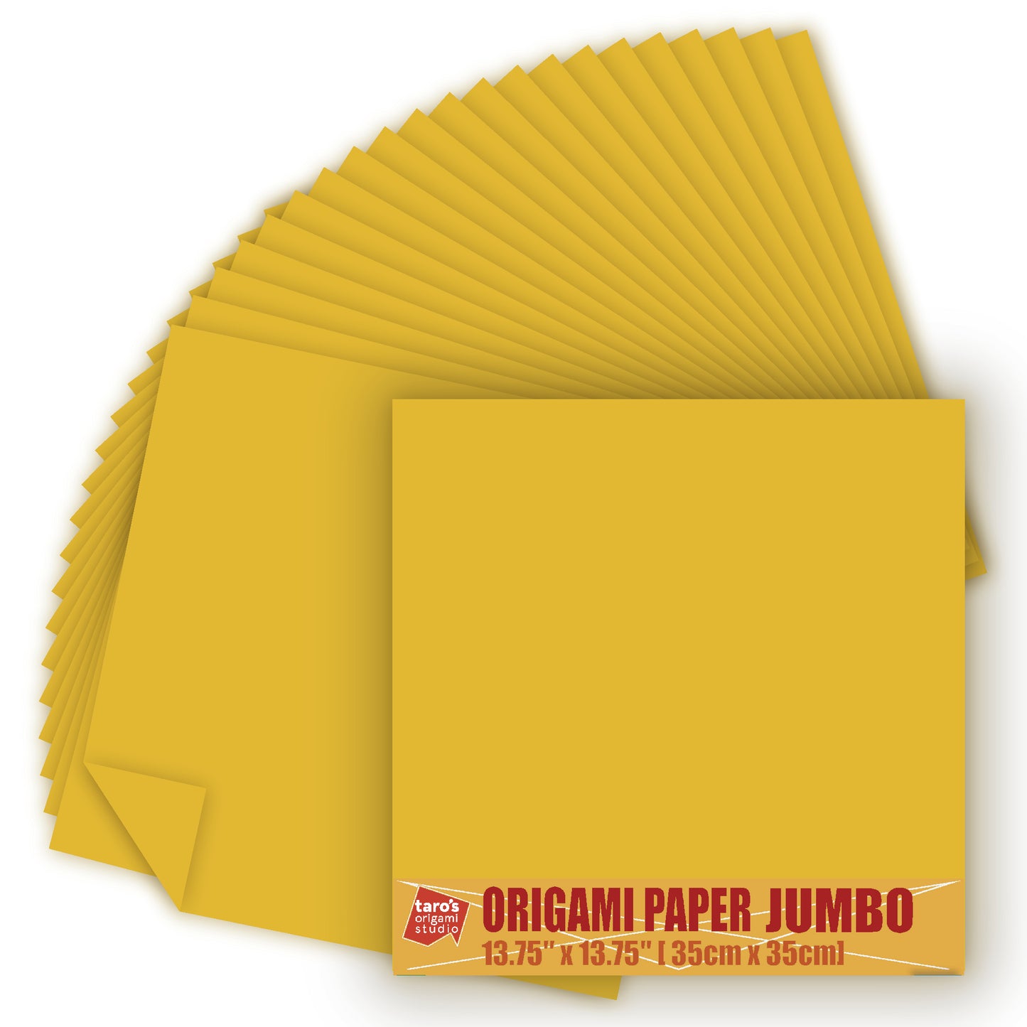 [Taro's Origami Studio] TANT Jumbo 13.75 Inch (35 cm) Double Sided Single Color (Yellow) 20 Sheets (All Same Color) for Beginner to Expert (Made in Japan)