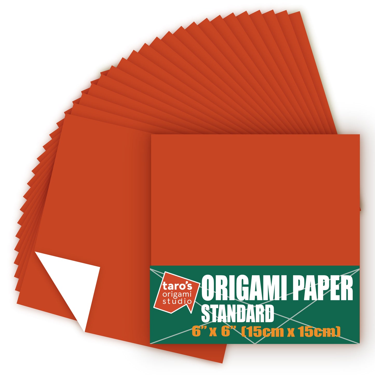 Standard 6 Inch One Sided Single Color (Brick Red) 50 Sheets (All Same Color) Square Easy Fold Premium Japanese Paper for Beginner (Made in Japan)