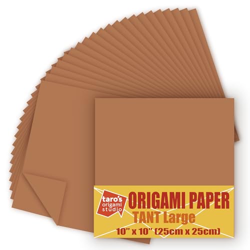 TANT Large 10 Inch (25 cm) Double Sided Single Color (Brown) 20 Sheets (All Same Color) for Origami Artist from Beginner to Expert (Made in Japan)