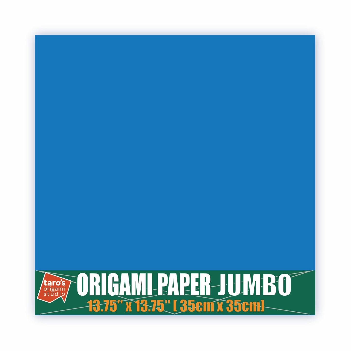 [Taro's Origami Studio] Jumbo 13.75 Inch / 35cm One Sided Single Color (Blue) 25 Sheets (All Same Color) Square Easy Fold Premium Japanese Paper (Made in Japan)