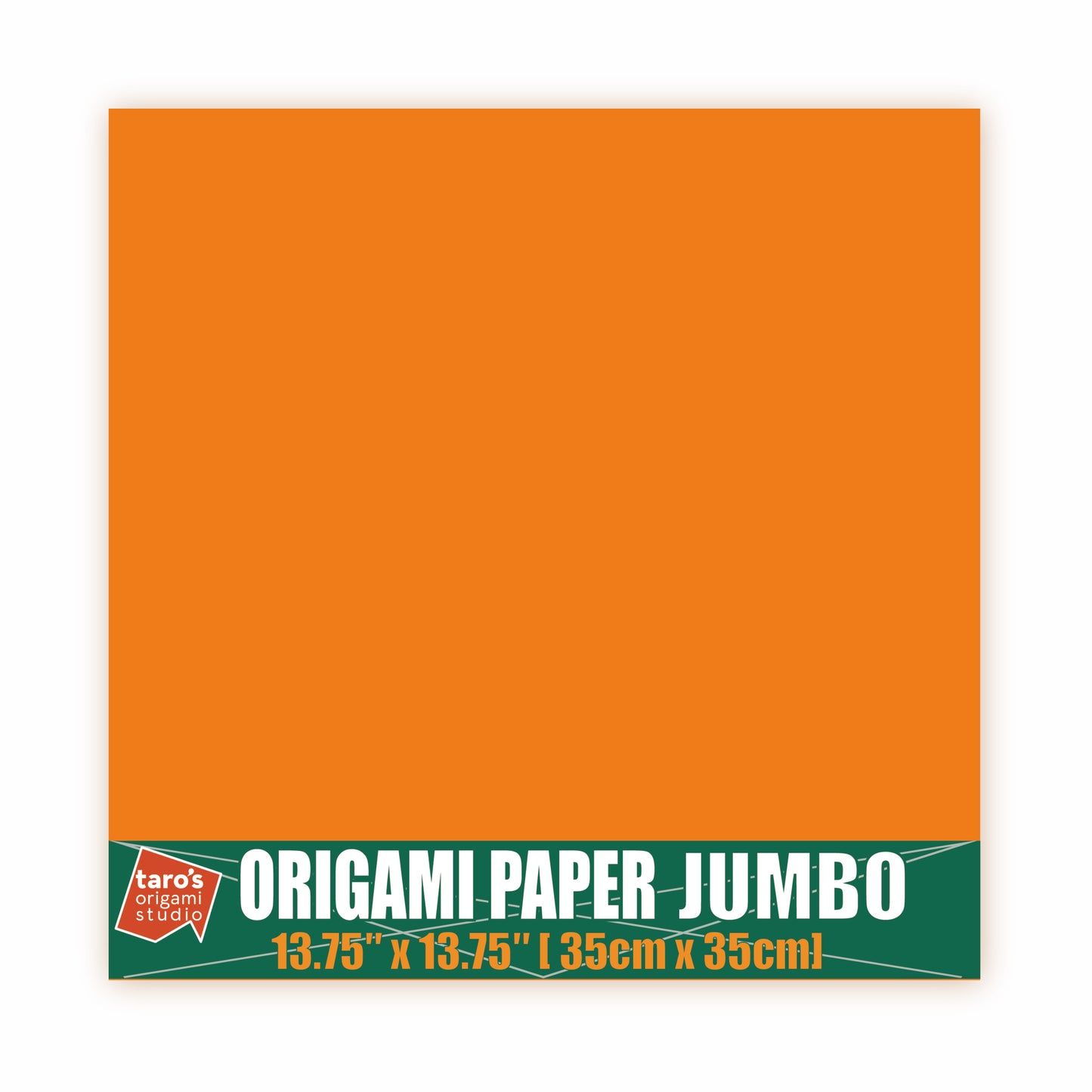 [Taro's Origami Studio] Jumbo 13.75 Inch / 35cm One Sided Single Color (Orange) 25 Sheets (All Same Color) Square Easy Fold Premium Japanese Paper (Made in Japan)
