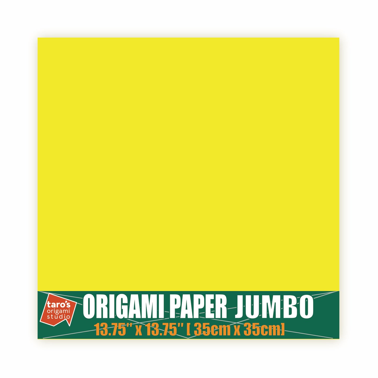 [Taro's Origami Studio] Jumbo 13.75 Inch / 35cm One Sided Single Color (Yellow) 25 Sheets (All Same Color) Square Easy Fold Premium Japanese Paper (Made in Japan)