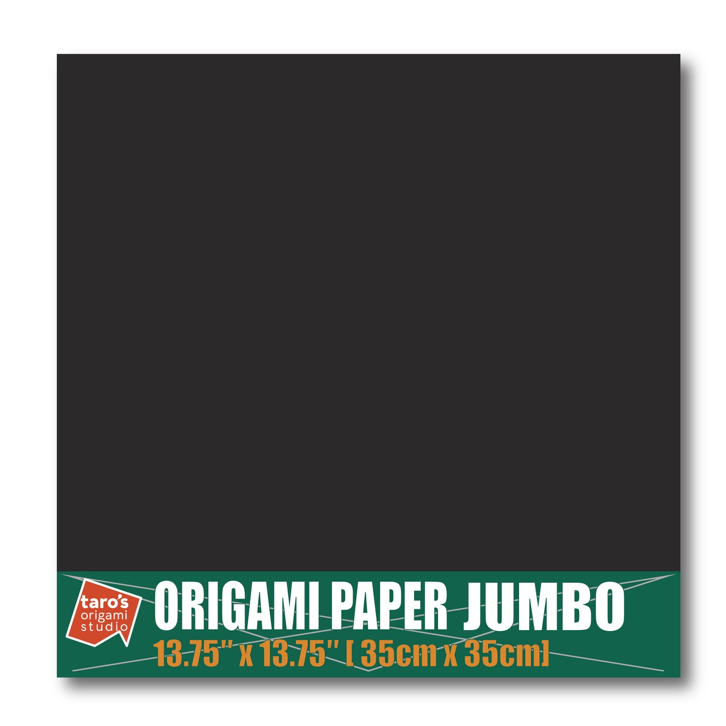[Taro's Origami Studio] Jumbo 13.75 Inch / 35cm One Sided Single Color (Black) 25 Sheets (All Same Color) Square Easy Fold Premium Japanese Paper (Made in Japan)