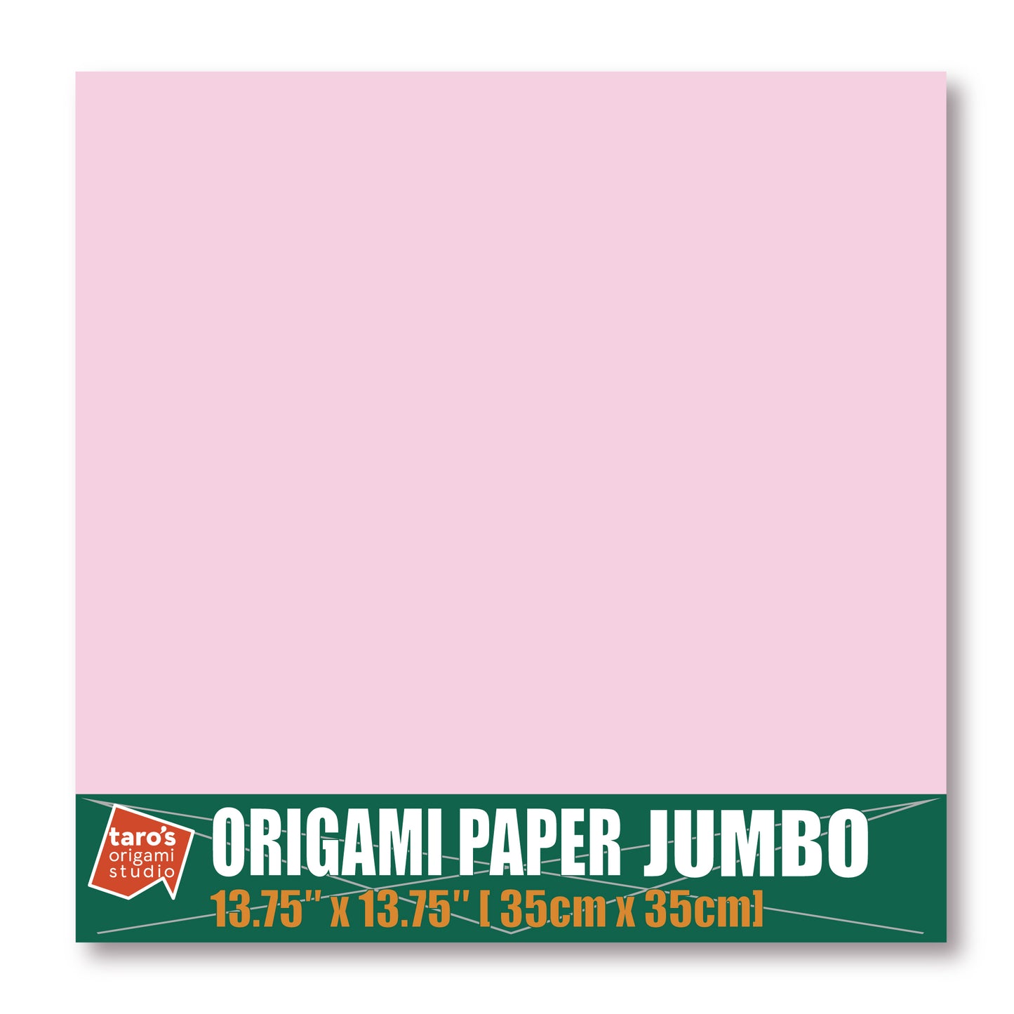 [Taro's Origami Studio] Jumbo 13.75 Inch / 35cm One Sided Single Color (Light Pink) 25 Sheets (All Same Color) Square Easy Fold Premium Japanese Paper (Made in Japan)