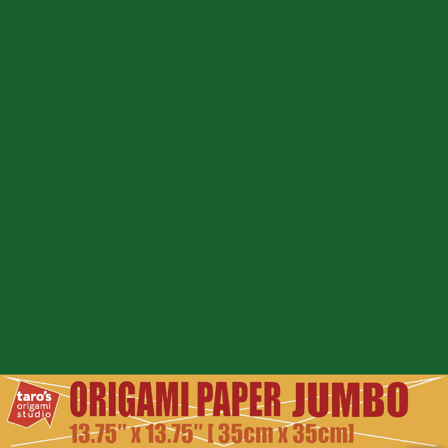 [Taro's Origami Studio] TANT Jumbo 13.75 Inch (35 cm) Double Sided Single Color (Dark Green) 20 Sheets (All Same Color) for Beginner to Expert (Made in Japan)