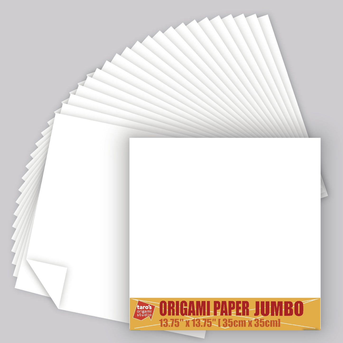 [Taro's Origami Studio] TANT Jumbo 13.75 Inch (35 cm) Double Sided Single Color (White) 20 Sheets (All Same Color) for Beginner to Expert (Made in Japan)