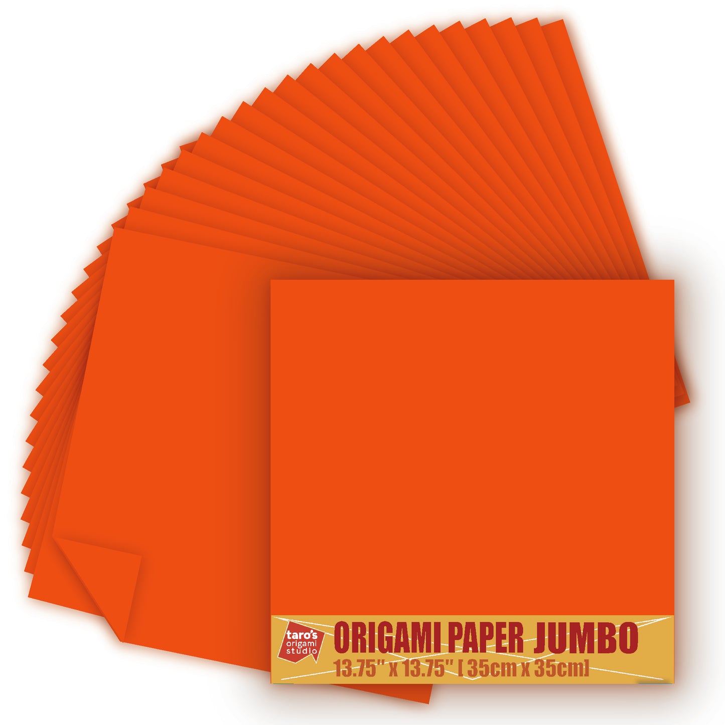 [Taro's Origami Studio] TANT Jumbo 13.75 Inch (35 cm) Double Sided Single Color (Pumpkin) 20 Sheets (All Same Color) for Beginner to Expert (Made in Japan)