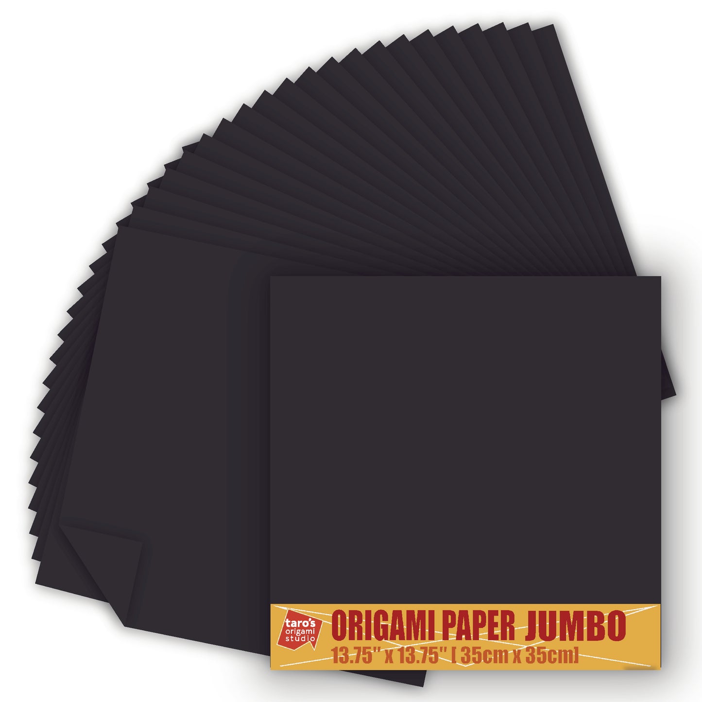 [Taro's Origami Studio] TANT Jumbo 13.75 Inch (35 cm) Double Sided Single Color (Black) 20 Sheets (All Same Color) for Beginner to Expert (Made in Japan)