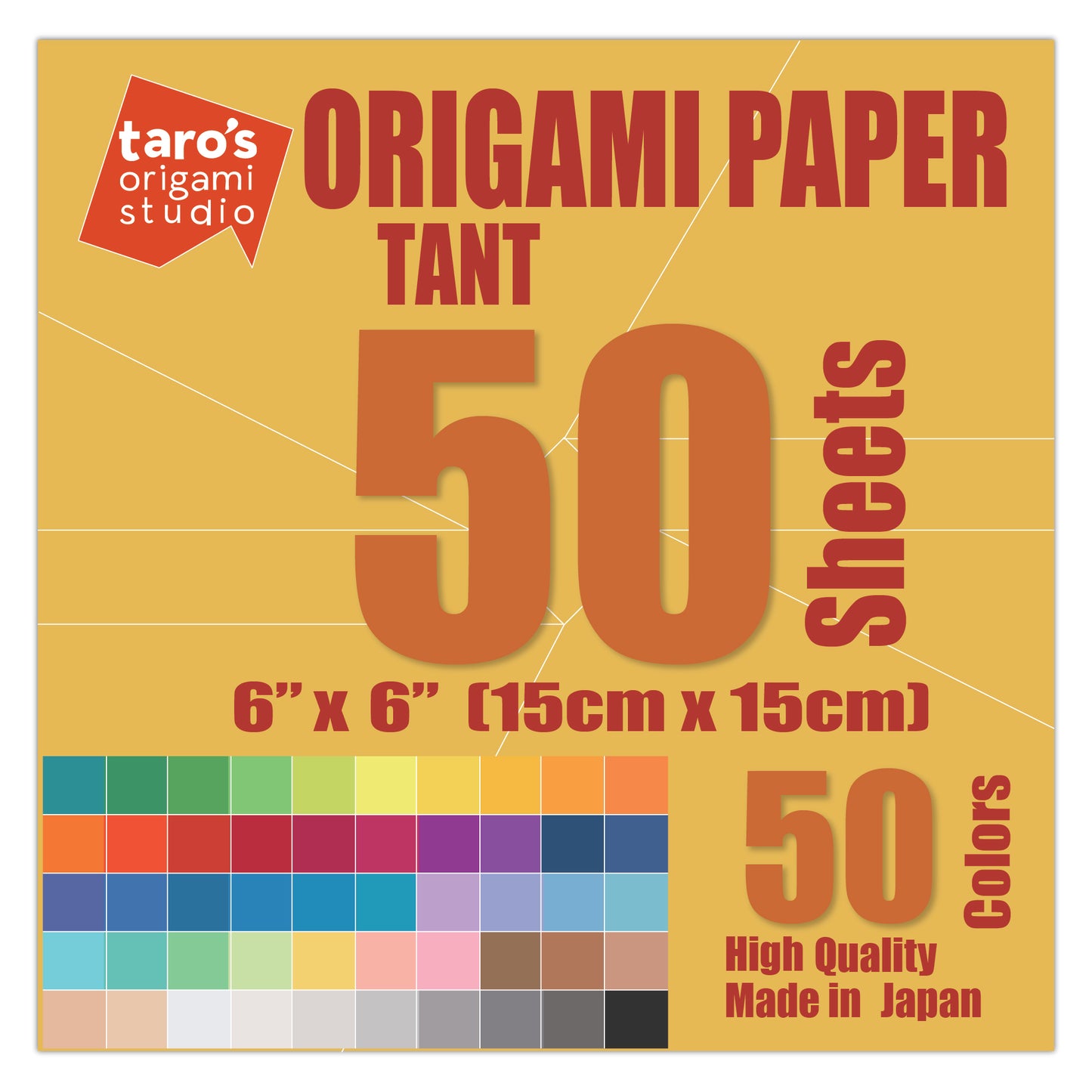 TANT 標準サイズ 6 インチ (15cm) 日本の折り紙、両面 50 枚
色彩豊かで上質な紙　タント紙　一段上の作品作りに！
