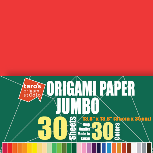 Taro's Origami Studio ジャンボサイズ 13.8 インチプレミアム折り紙、30 枚、片面 30 色