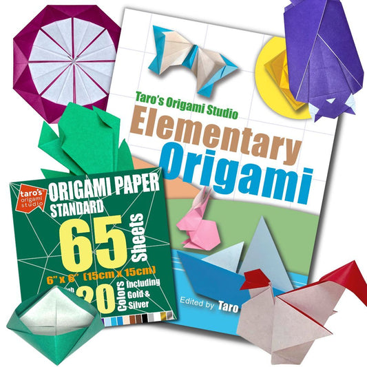 Elementary Origami Book and Standard Origami Paper Combo